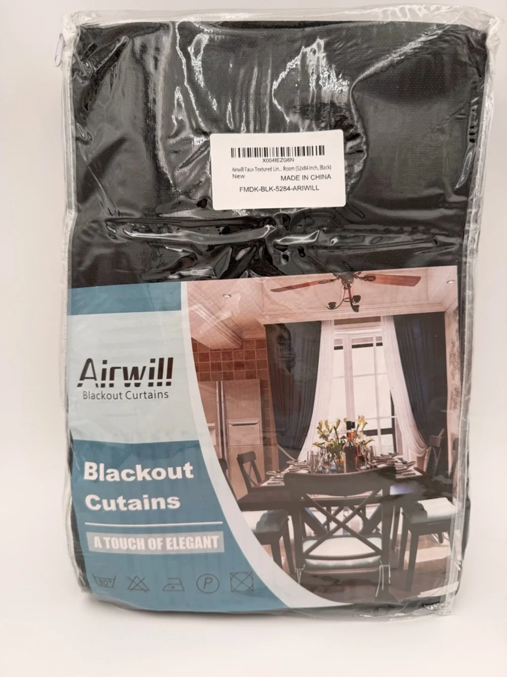 Airwill Blackout Curtains - Black 52” X 84”